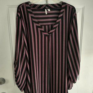 Est. 1946 Black, pink, and white striped blouse.